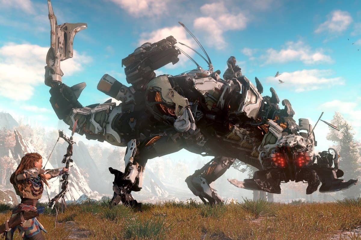 Horizon: Zero Dawn gameplay footage shoots down a robot dinosaur