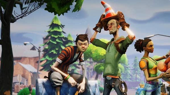 Fortnite - Procurar entre um acampamento, um parque infantil e uma pegada