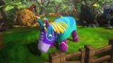 Viva Piñata screenshot showing a colourful paper animal shaped like a small horse or donkey.