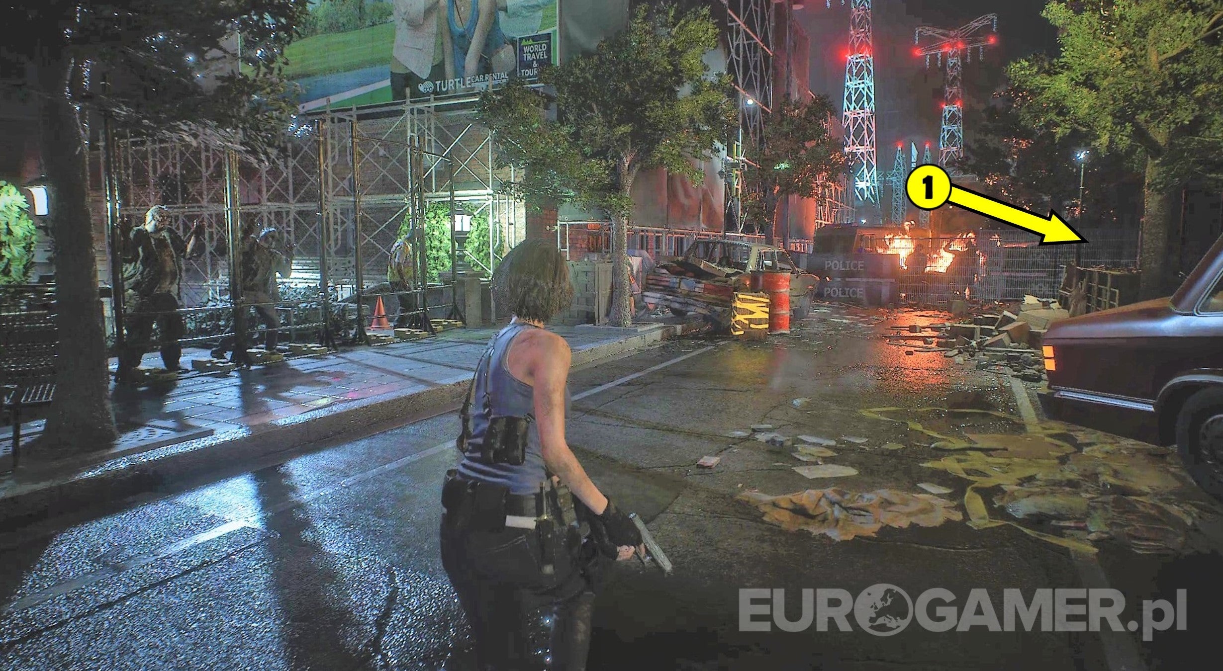 Resident Evil 3 stacja metra, hydrant, wąż strażacki, nożyce