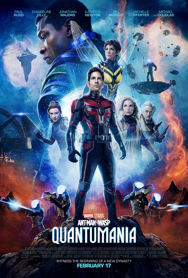 Poster for Ant-Man and the Wasp Quantumania featuring the whole cast