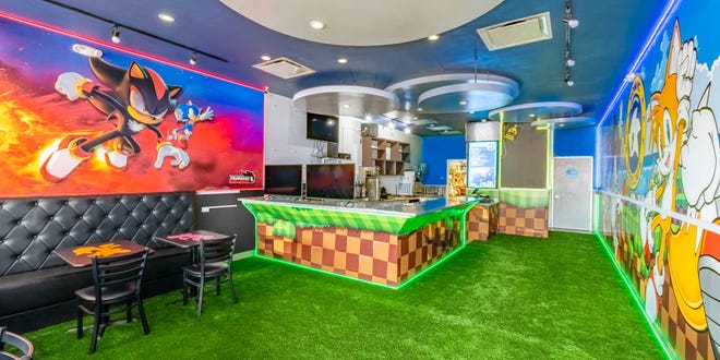 Interior of Sonic the Hedgehog Speed Cafe pop-up