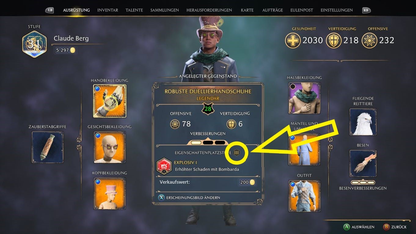 Hogwarts Legacy Ausrüstung verbessern, Eigenschaften freischalten und ändern Eurogamer.de