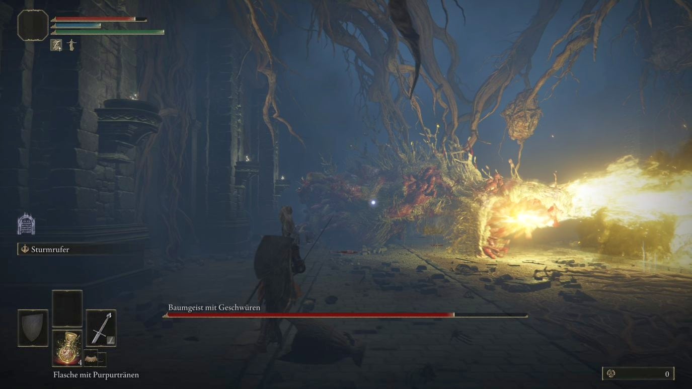 Elden Ring Baumgeist mit Geschwüren, Boss im Grab des Randvolkshelden Eurogamer.de