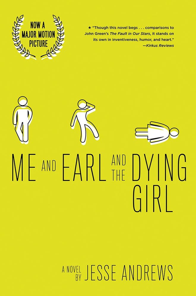 Lime green cover of Me and Earl and the Dying Girl featuirng three figures