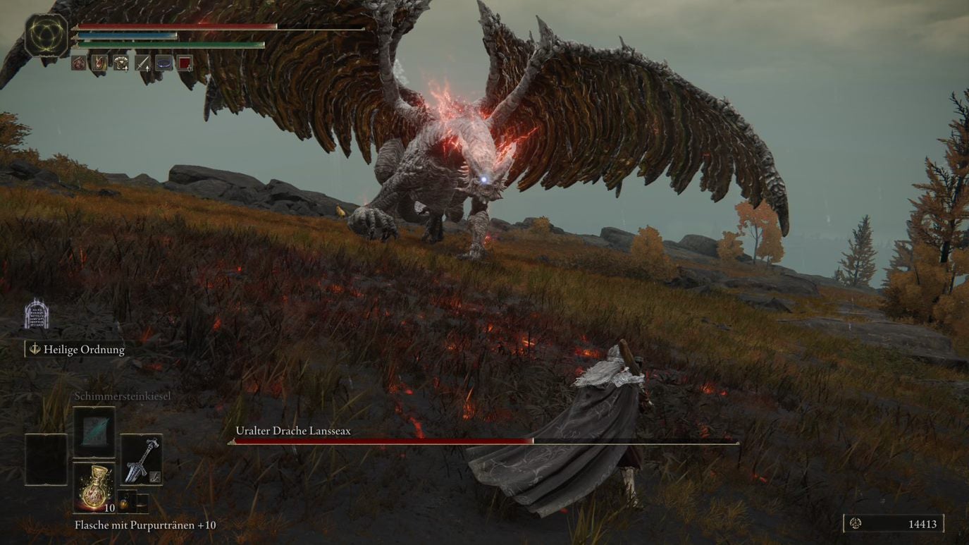 Elden Ring Uralter Drache Lansseax besiegen, Boss auf dem Plateau Eurogamer.de