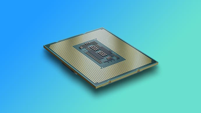 intel core i9 13900k and 13600k, pictured on a coloured background from the digital foundry review
