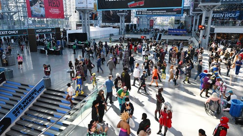 Photograph of interior of Javits center during NYCC 2022 featuring people walking