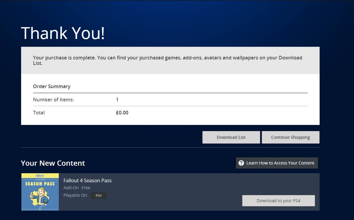Fallout 4 Season Pass currently free on UK PlayStation Store