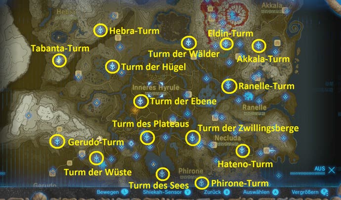 Zelda Breath Of The Wild Karte Mit Allen Orten