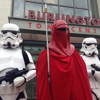 Stormtroopers posed outside of the town center in Burlington, VT.