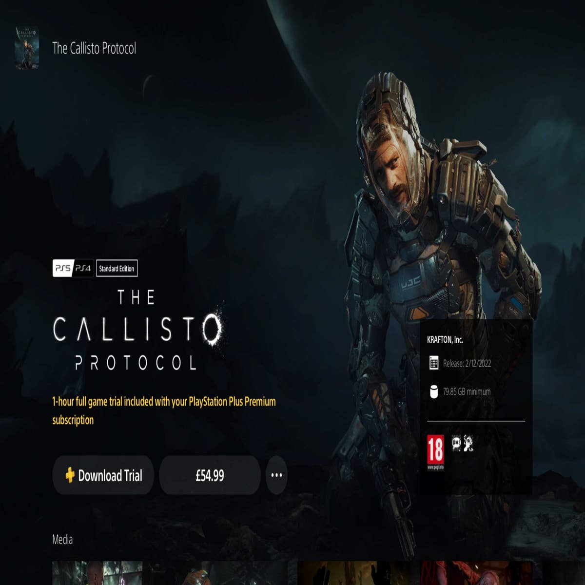 Callisto Protocol gets hour PlayStation Plus Premium trial