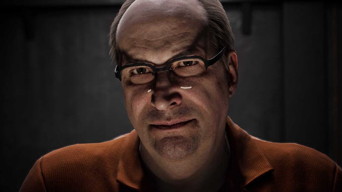 Dr. Octavius in Marvel's Spider-Man 2. He is wearing an orange prison jumpsuit.