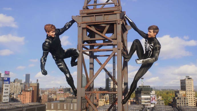 Harry and Peter in their super suits before Harry becomes Venom