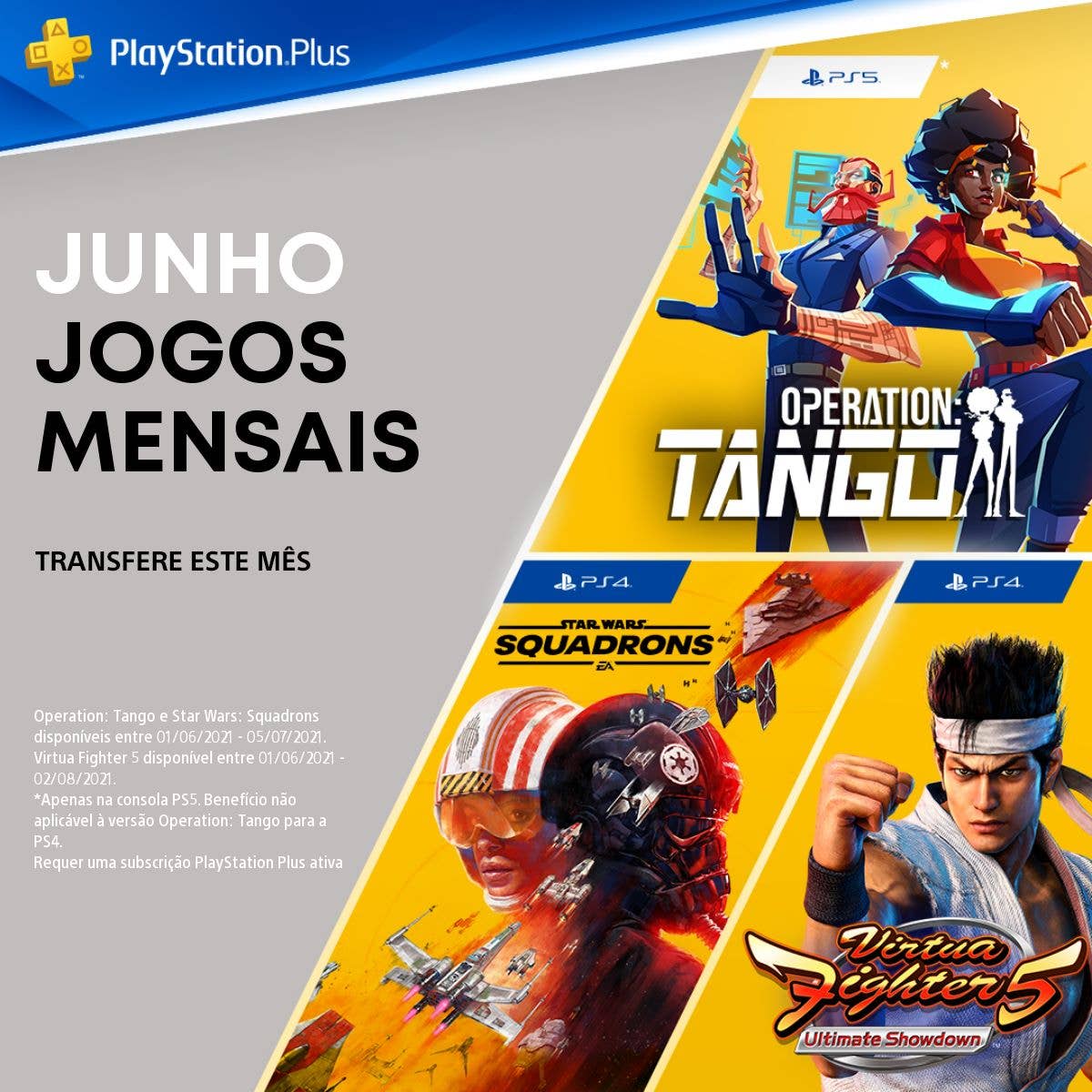 Operation: Tango, Virtua Fighter 5: Ultimate Showdown e Star Wars Squadrons  são os jogos gratuitos da PS Plus em junho de 2021