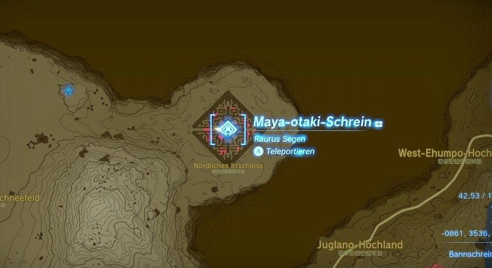 Zelda Tears of the Kingdom Nördliches Irrschloss (Labyrinth) durchqueren, Karte, Mayaotaki