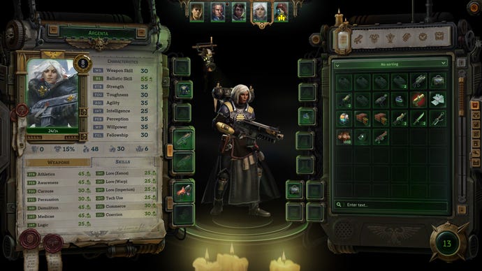 Der Bildschirm zur Charaktererstellung aus Owlcats CRPG Warhammer 40.000: Rogue Trader