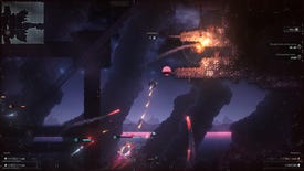 Spaceships firing colourful bullets at each other in a dark cavernous environment, from the 2D shooter Dusky Depths