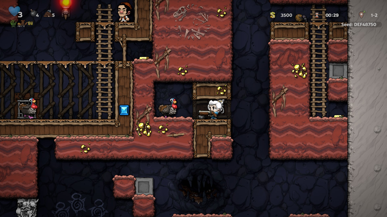 Spelunky 1 and Spelunky 2 Switch gameplay