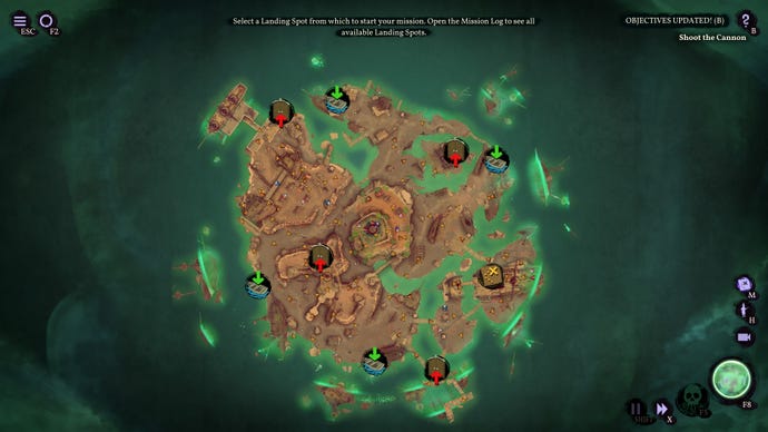 An overhead view of an island map in Shadow Gambit: The Cursed Crew