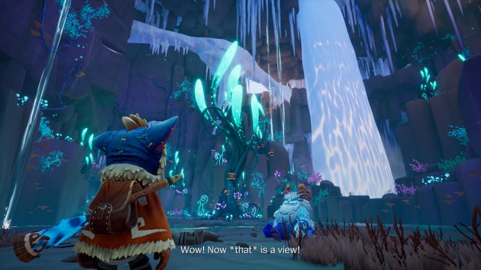 A young boy and his blue yeti friend stare at an icy landscape in Song Of Nunu: A League Of Legends Story