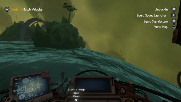 A storm rages over the watery planet of Giant's Deep in this screen from Outer Wilds.