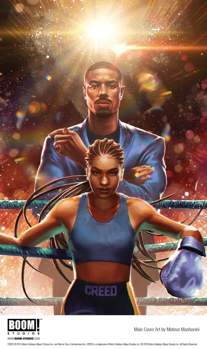 Illustrated cover featuirng Adonis Creed and Amara Creed