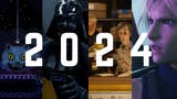 Montage of images from four games: Animal Well, Star Wars Dark Forces remaster, Harold Halibut, and FF7, behind the number 2024