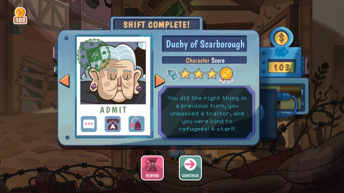 The completion screen for a successful shift in Lil Guardsman