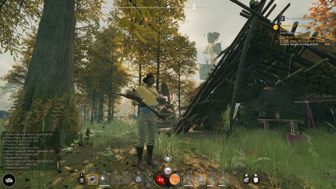 Ein Spieler baut einen Campingplatz in Nightingale