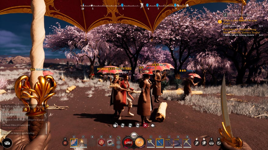 A group of players carrying umbrellas in Nightingale