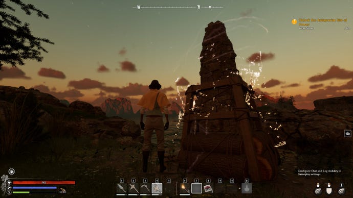 Standing next to a glowing Estate Cairn in Nightingale.