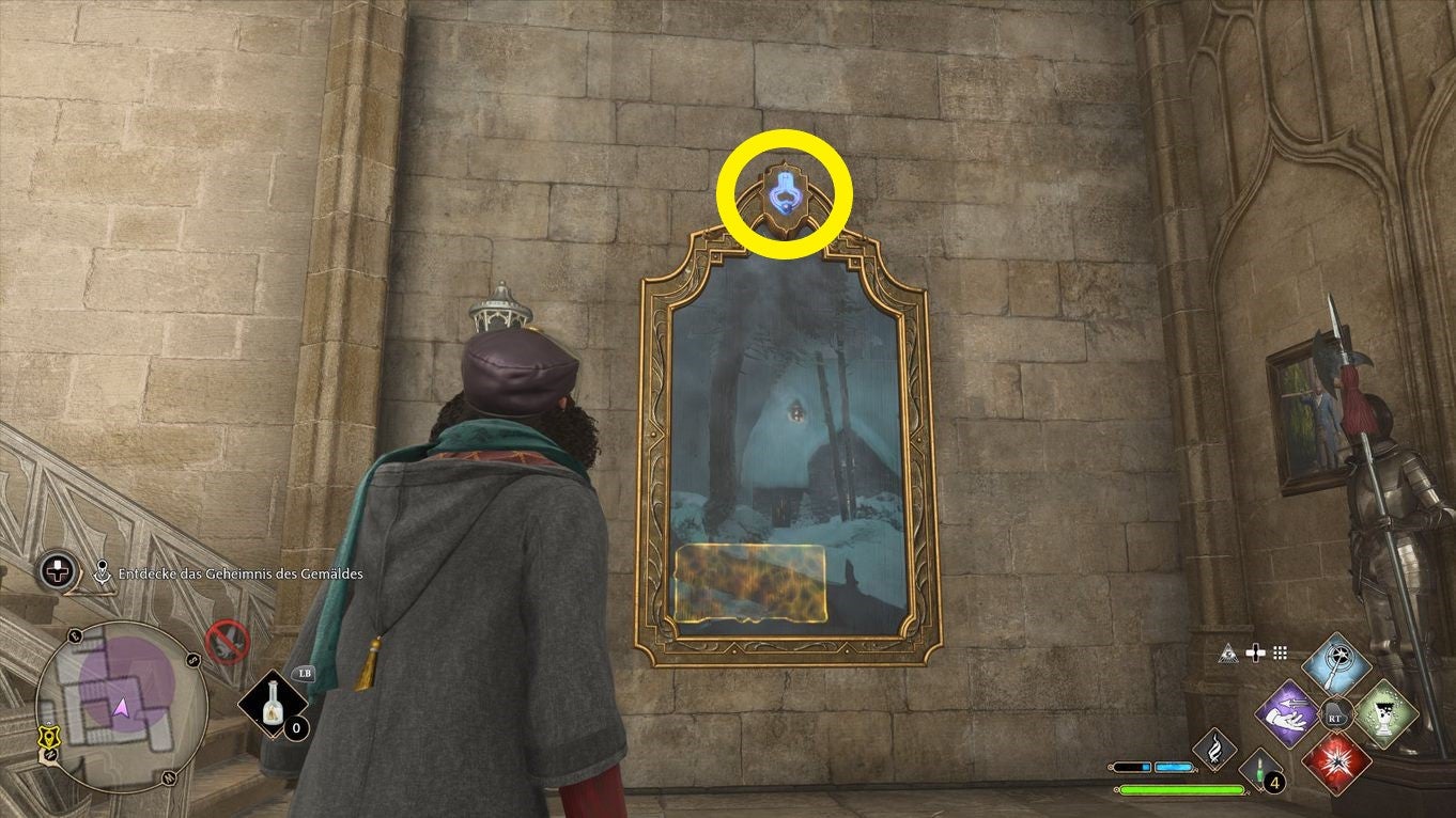 Hogwarts Legacy Geheimes Lager im Schloss Orientierungspunkte finden und das Gemälde öffnen