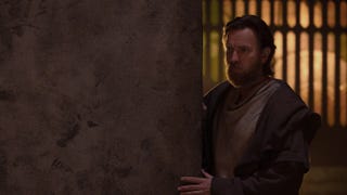 Image of Ewan Mcgregor as Obi Wan Kenobi standing behind a wall