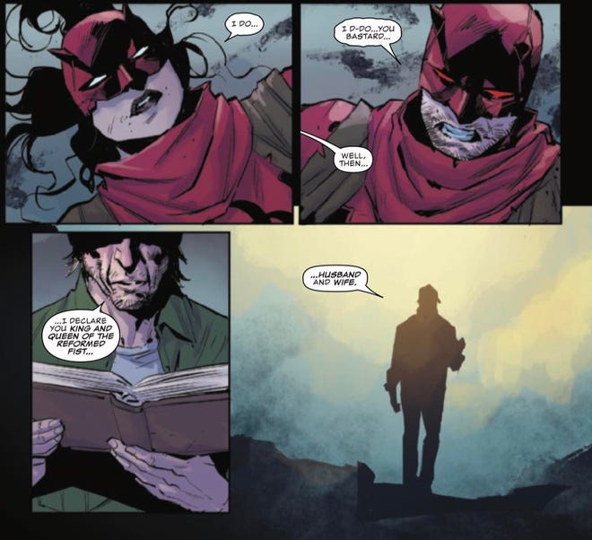 Matt and Elektra exchange vows (art by Rafael De Latorre)