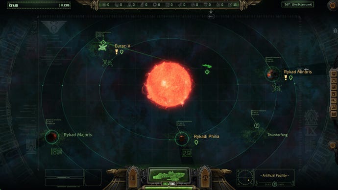 A solar system map from Owlcat's CRPG Warhammer 40,000: Rogue Trader