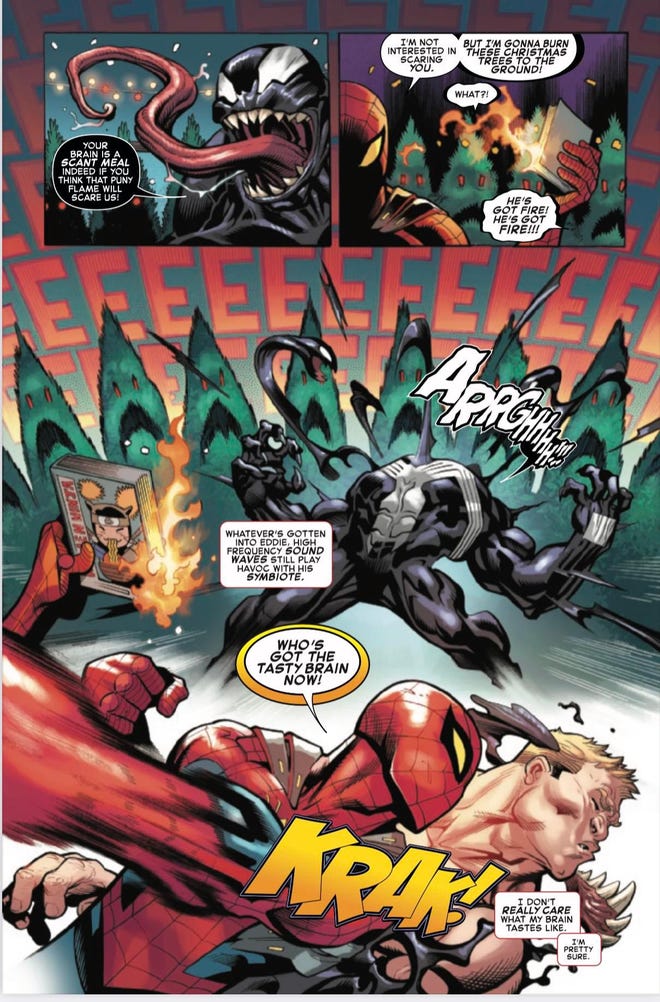 Spider-Man beats Venom by burning a manga