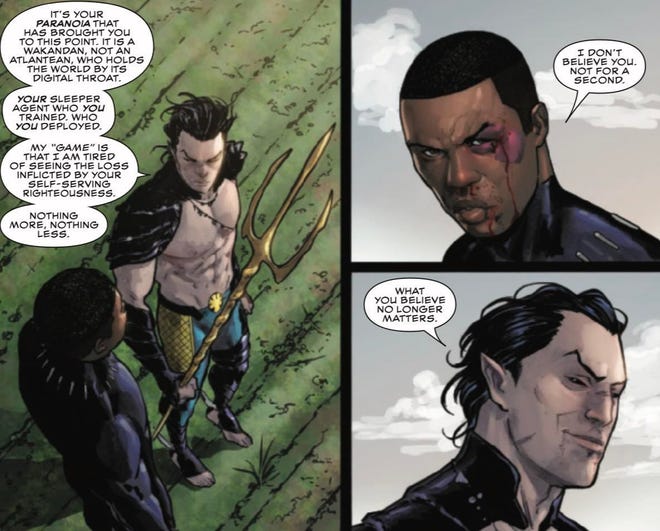 Namor has a tense conversation with T'Challa