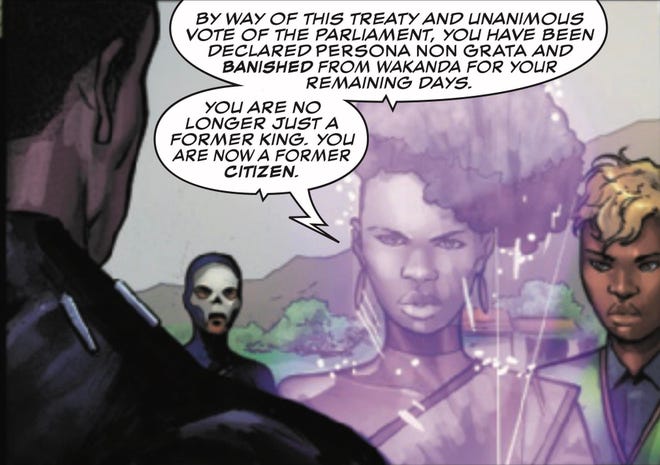 T'Challa is exiled from Wakanda