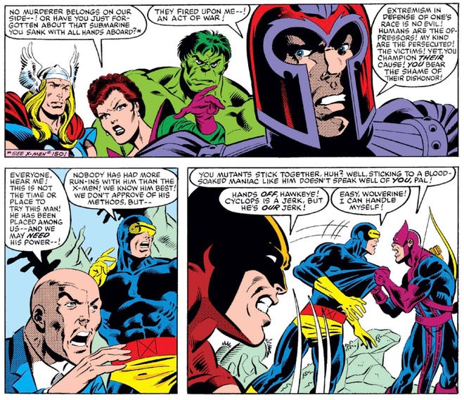 Tension between the Avengers and X-Men during Marvel Super Heroes Secret Wars #1