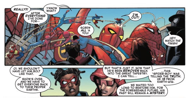 Spider-Boy angrily leaves (Spider-Man #7)