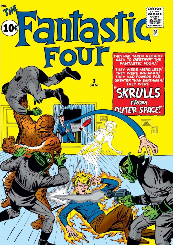 Fantastic Four #2 cover (first Skrulls)