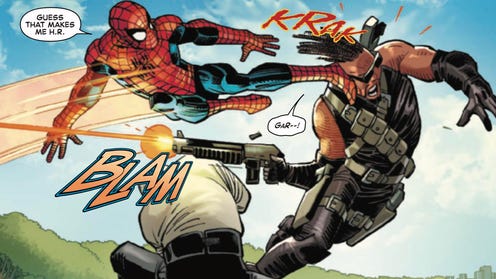 Spider-Man saves Tombstone from Shotgun