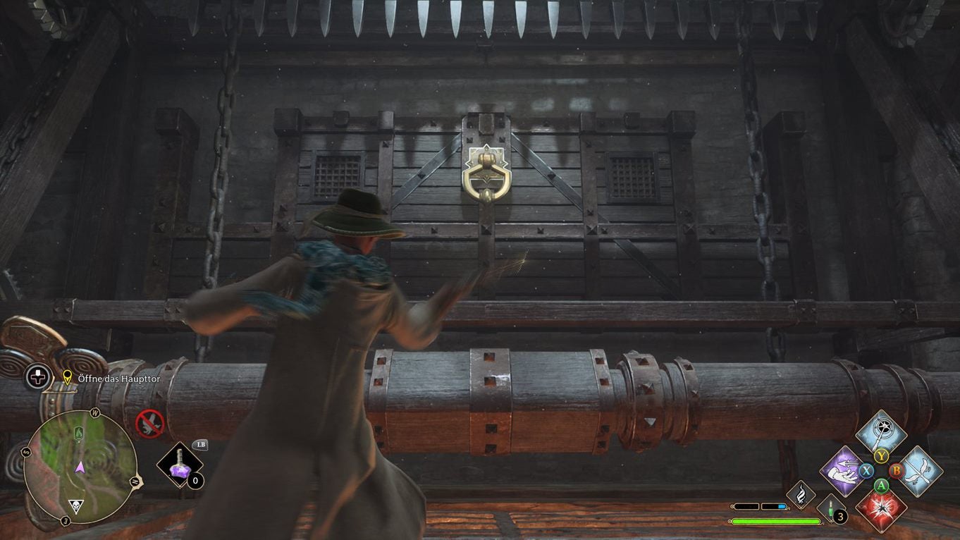 Hogwarts Legacy Ganz weit oben Festungsmauer erklimmen, Torhaus, Dach betreten Eurogamer.de