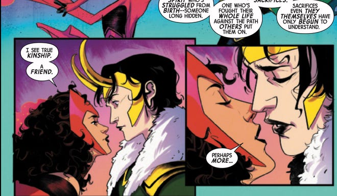 Scarlet Witch and Loki almost kiss