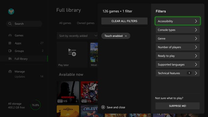 Xbox mejoró el filtrado y la clasificación de juegos y aplicaciones