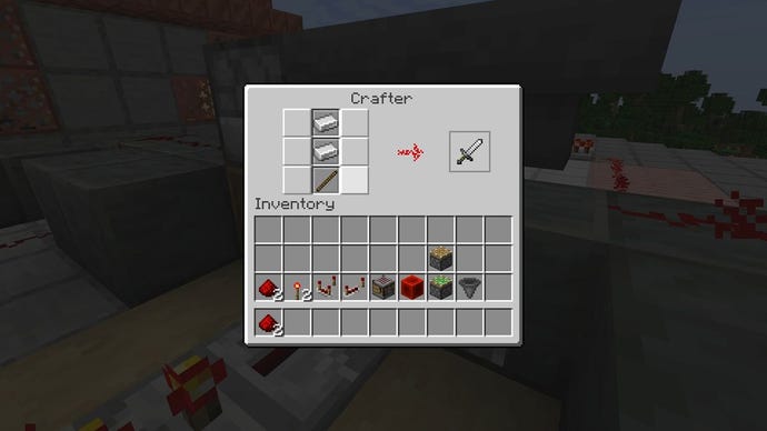The Crafter block interface from Minecraft update 1.21