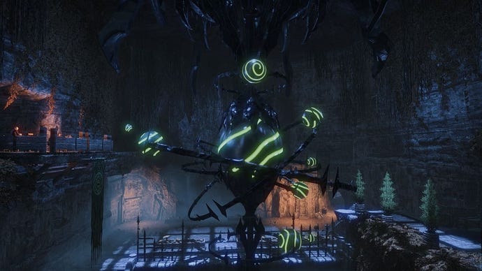 Un planétaire effrayant faiblement éclairé dans Elder Scrolls Online.