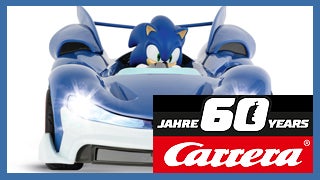 Gewinnt ab dem 4.12.23 einen von vier Team Sonic: Sonic Performance RC-Racern von Carrera und heizt um den Weihnachtsbaum