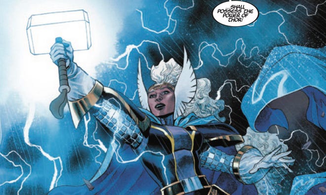 Storm wields Mjolnir